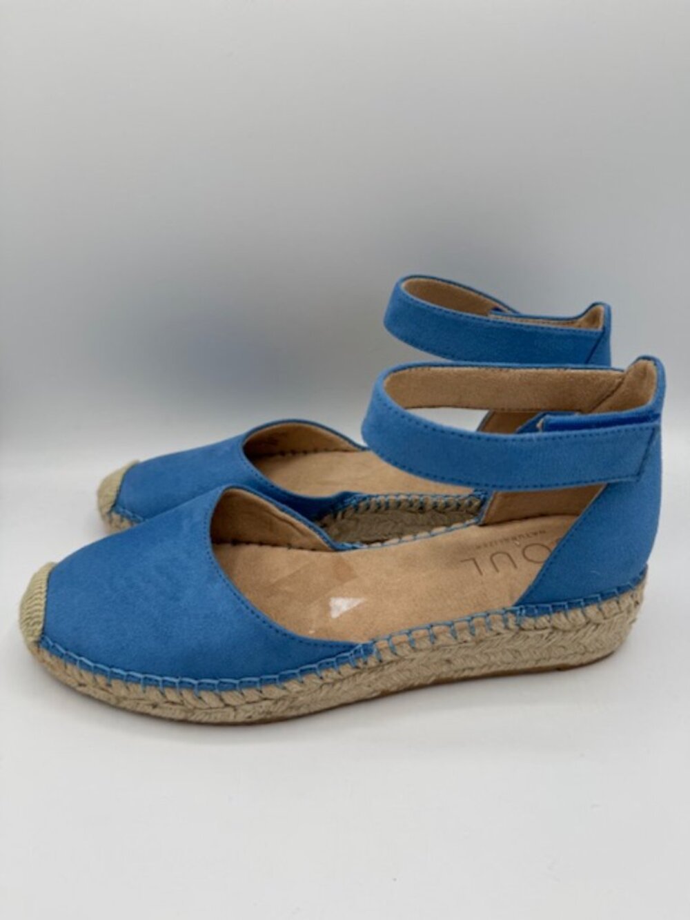 SOUL Naturalizer Wren Ankle Strap Platform Espadrille Sandals Blue Size 9